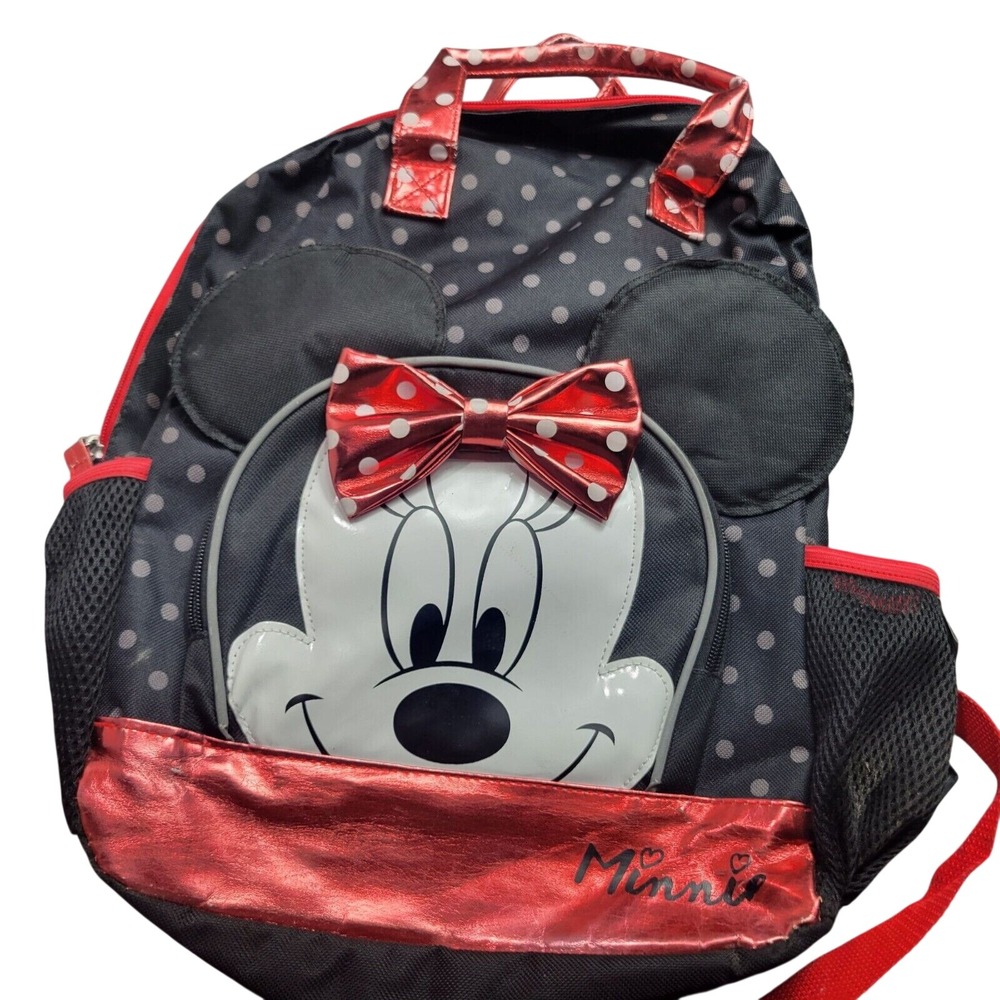 Disney Minnie Mouse Backpack With Polka Dot & Bow Design